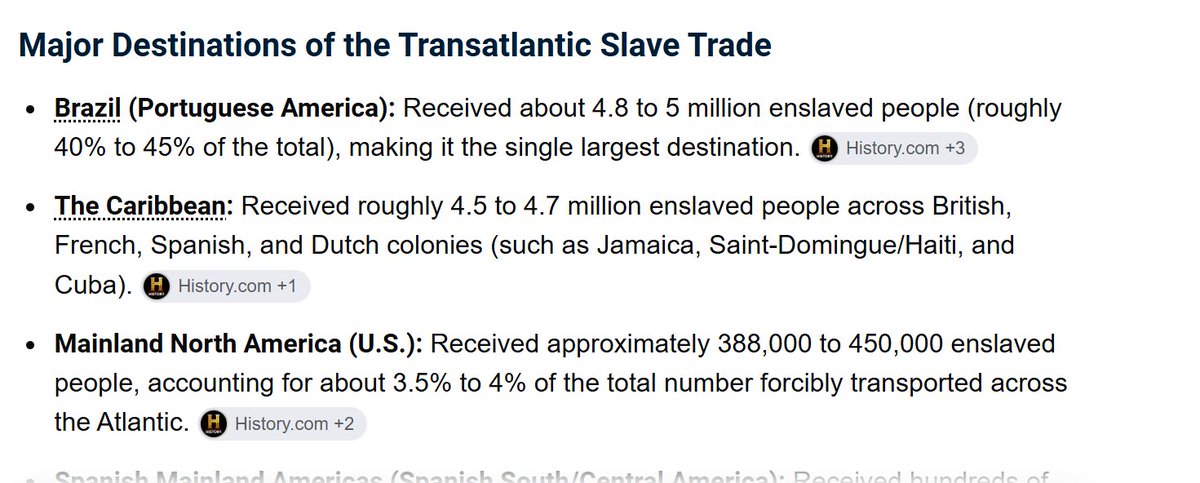 CarlRodFlo's tweet photo. People don't know this. Maybe Brazil and Carribean need to pay reparations? not so much the US.... https://t.co/iwV63MjS9K