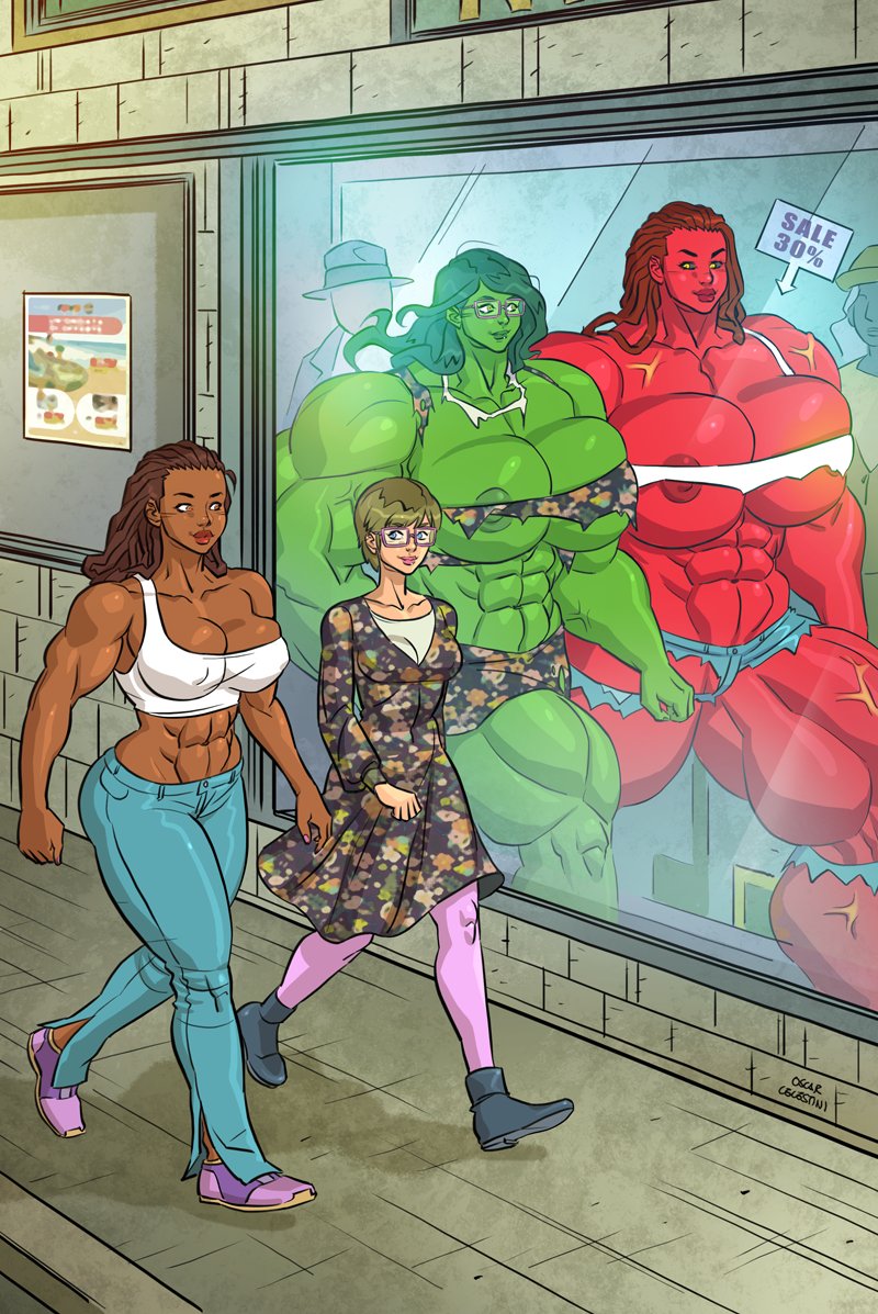 OscarCelestini's tweet photo. Recent "double" commission! So much muscles and so much fun. #shehulk #redhulk #musclegirls https://t.co/3rSLaiSSMX