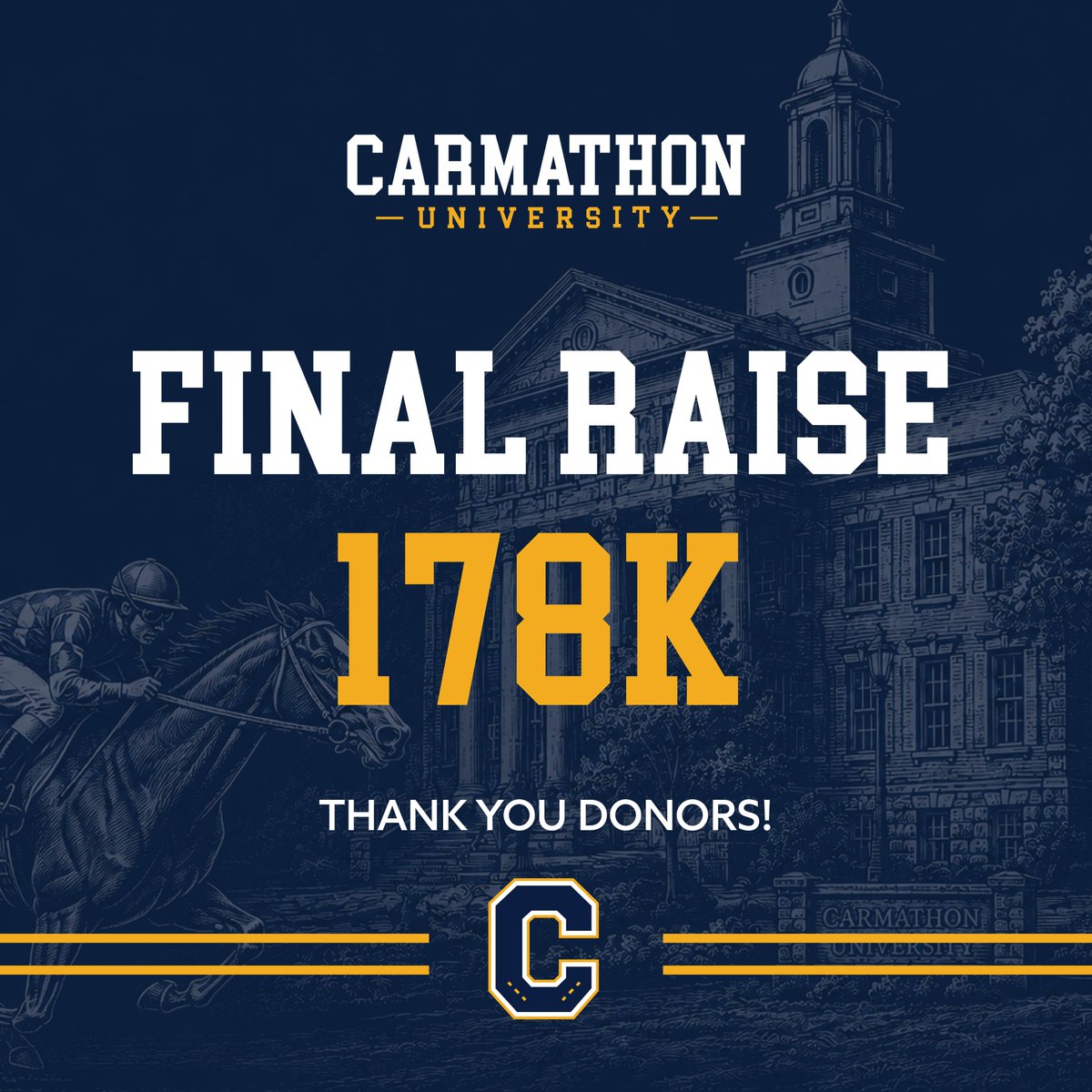 CARMAcares's tweet photo. CARMAthon University 2026 Raises 178K To Support Thoroughbred Aftercare

Now in its seventh year, the virtual fundraiser CARMAthon supports CARMA's mission of helping California-raced Thoroughbreds transition into successful second careers and lifelong homes. This year's goal was to raise $175,000 to help fund CARMA's programs and grants that benefit retired racehorses.

Read the full release here: https://t.co/QmGDzJyLhs

@FanDuel_Racing @DelMarRacing