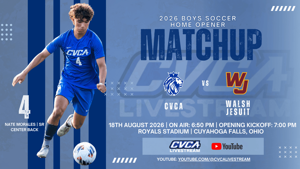 cvcalivestream's tweet photo. High School Football season is coming. But the CVCA Livestream fall sports season kicks off next Tuesday with High School Fútbol.

The Battle of Wyoga Lake Road takes place and you can catch all the action between @CVCAathletics Soccer and @WJsoccer on Tuesday August 18th. On air: 6:50. Kickoff at 7:00 PM.

Watch and subscribe to the CVCA Livestream YouTube channel: https://t.co/9XXG5daxQS.

@WJ_Warriors