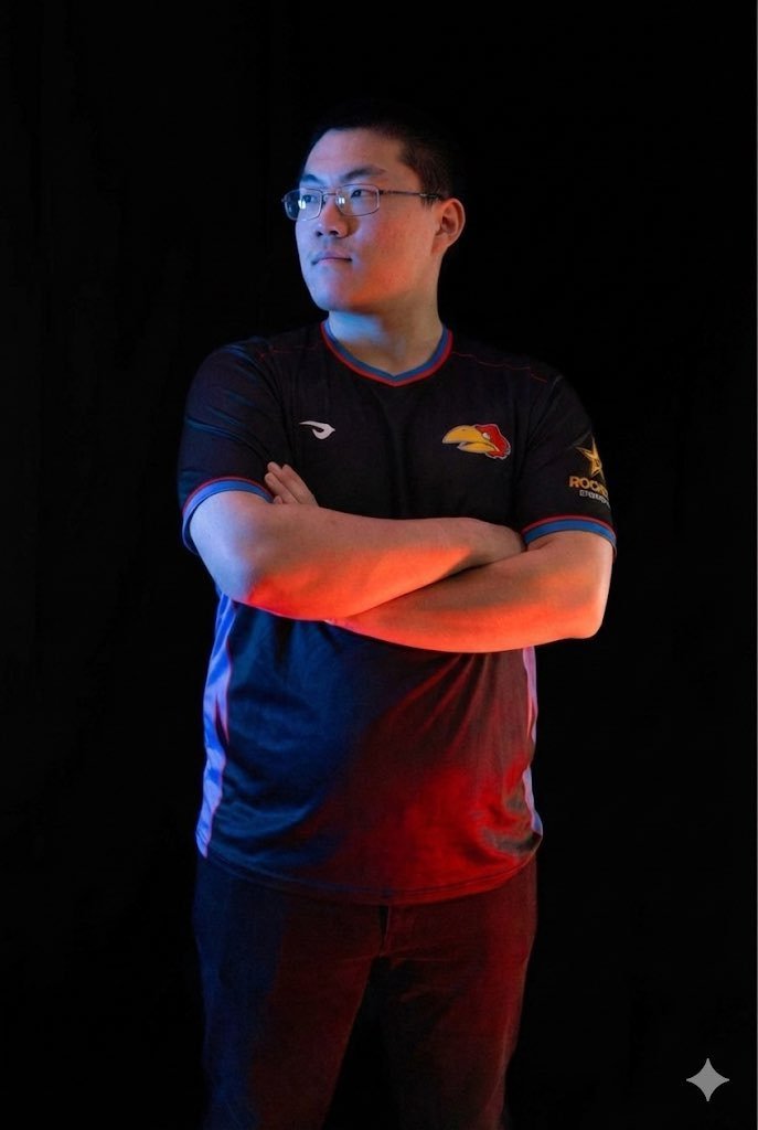 UnmedicatedPJs's tweet photo. Y'all this guy's pinned post is an AI-generated image of himself that I am 90% sure he got from my ACTUAL KU Esports picture from last year. 

THIS IS INSANE https://t.co/MnEmnzaArT