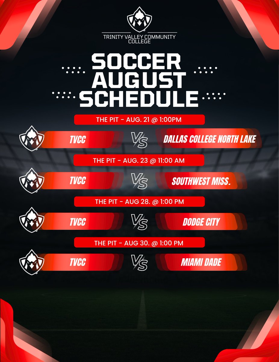 TVCCsports's tweet photo. 🚨The Countdown to The Season Openers Begins! 

 Here's the Beginning of Fall Schedules for Cardinal Athletics!
@TVCCFOOTBALL 
@TVCCvball 
@TVCC_SOCCER  

Take a look and see you there!🚨 https://t.co/uGDbEuSnLI