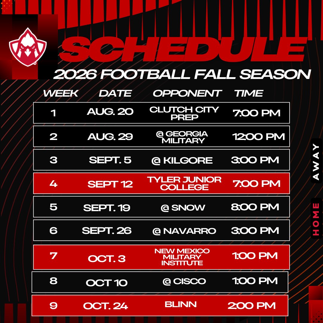 TVCCsports's tweet photo. 🚨The Countdown to The Season Openers Begins! 

 Here's the Beginning of Fall Schedules for Cardinal Athletics!
@TVCCFOOTBALL 
@TVCCvball 
@TVCC_SOCCER  

Take a look and see you there!🚨 https://t.co/uGDbEuSnLI