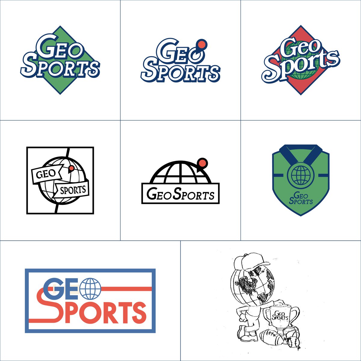 frankmikesmith's tweet photo. A local Pittsburgh artist sent me these for a GeoSports logo. There's one that I think could eventually become the logo. Which do you guys prefer? https://t.co/hrVxjOdI6P