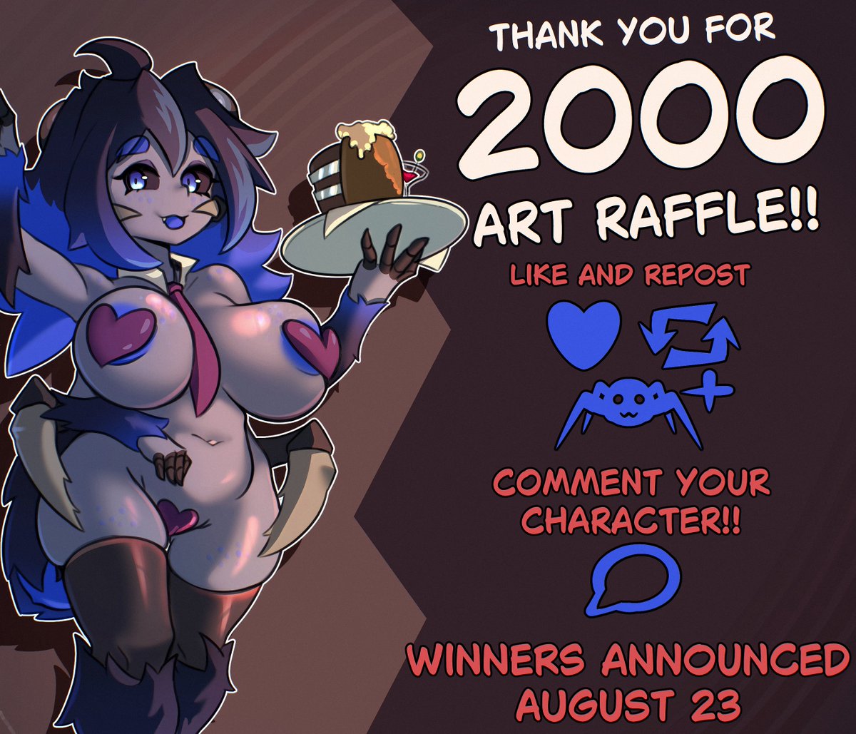 TaintedDeli's tweet photo. 2K FOLLOWERS RAFFLE!

The rules:
❤️Like!🔁Retweet!👤Follow!
Then post your oc in the comments

The 3 winners will receive an illustration and will be announced on August 23rd

Everyone who participates will get a discount for my comms!

Thank you everyone for all the support💜 https://t.co/yi0nmjE3yj