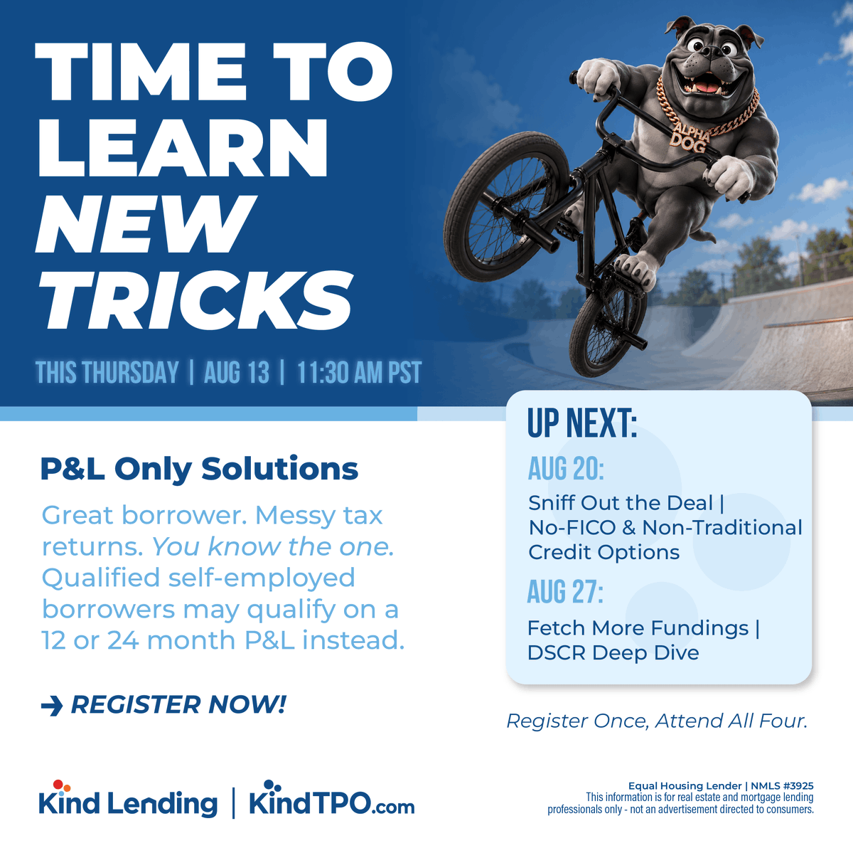 KindTPO's tweet photo. Attention brokers! Join us Thursday & learn how to help your self-employed clients qualify to their true financial capabilities using their Profit & Loss Statement instead of tax returns. https://t.co/lwEp9LJjWn
#MortgageBroker #MortgageBrokers #SelfEmployed #WholesaleLending https://t.co/9OfOKBG5LF