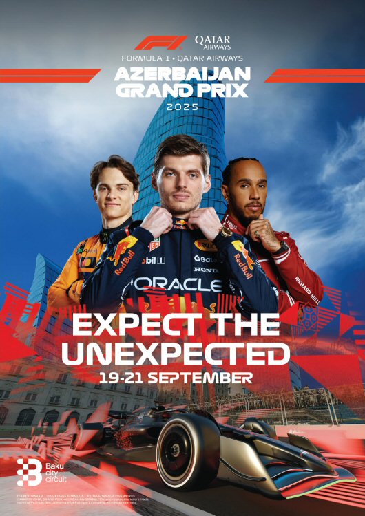 F1GuyDan's tweet photo. Remembering that a promo poster for Baku last year had the tagline "Expect The Unexpected" &amp; then that weekend had:

• The most red flags ever in qualifying
• Oscar Piastri's first DNF since 2023
• Williams front row start &amp; podium (Carlos Sainz)
• Max Verstappen grand slam https://t.co/rXGgu6Ryvg