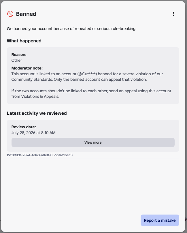 alpine_solar's tweet photo. Day 15 of the false Roblox Enforcement Ban (alpinesolar_X3)

Roblox's AI system is now INSTANTLY rejecting me (not even 5 seconds after submitting an appeal), instead of removing my wrongful ban.

Roblox, FIX your moderation ISSUE!
#roblox #robloxban #enforcementban https://t.co/kFPErziWtf