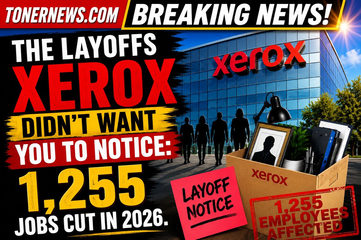 tonernews's tweet photo. The Layoffs Xerox Didn’t Want You to Notice: 1,255 Jobs Cut in 2026.
https://t.co/HZlE6dZtys
#print #toner #tonercartridge #InkCartridge #Printing  #printercartridges #copiertoner https://t.co/iEdNQIATPq