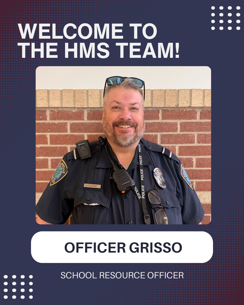 HeritageBroncos's tweet photo. Please join us in welcoming a new Bronco to HMS!  Officer Grisso is joining HMS as our School Resource Officer.  Welcome to HMS! https://t.co/0upuKIsbnV