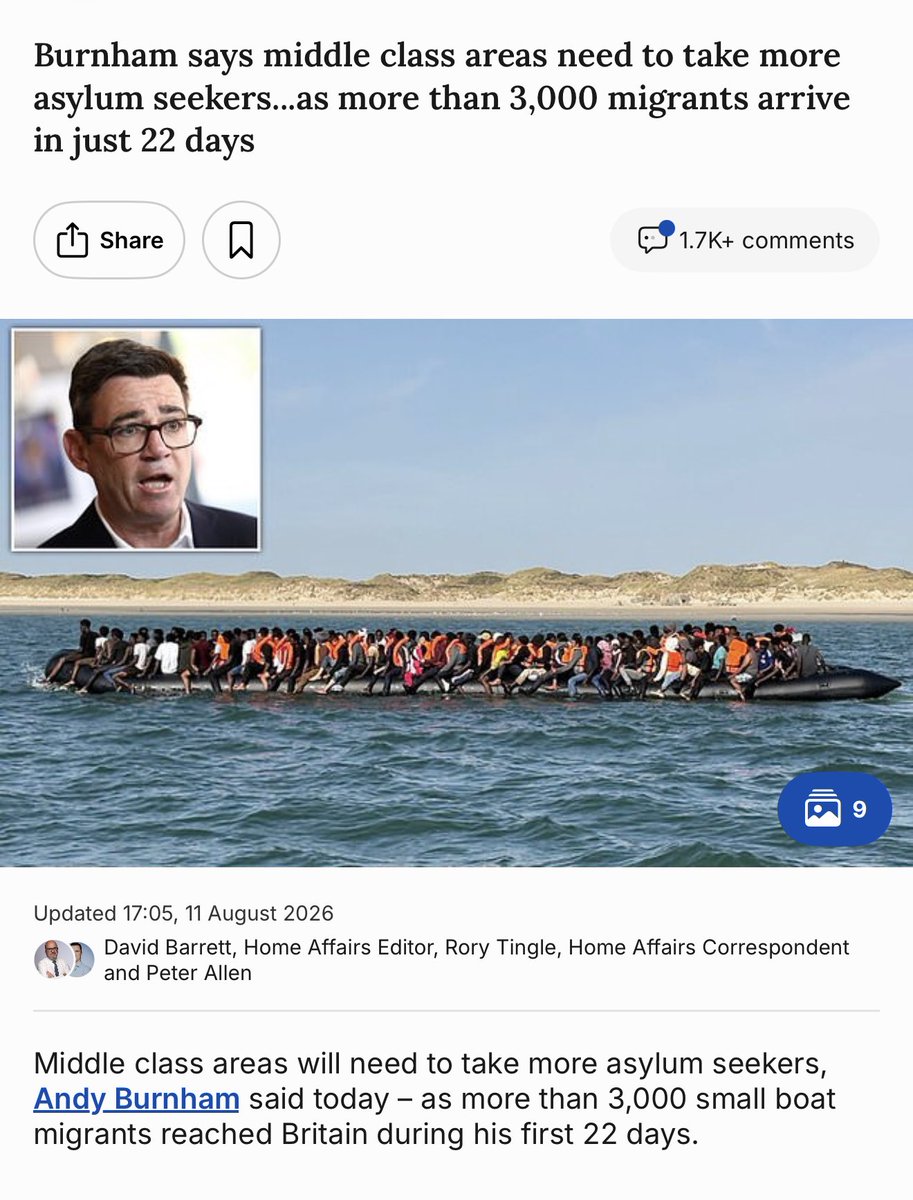 darrengrimes's tweet photo. 🚨 NEW: Andy Burnham says ‘middle class areas’ are going to get illegal migrants. This will cost the taxpayer a great deal!!! I do wonder how fast the tone from those in comfortable homes like Kay Burley would change about the ‘small numbers’ once they’re in THEIR neighbourhood? https://t.co/Ly2tpcOBIN