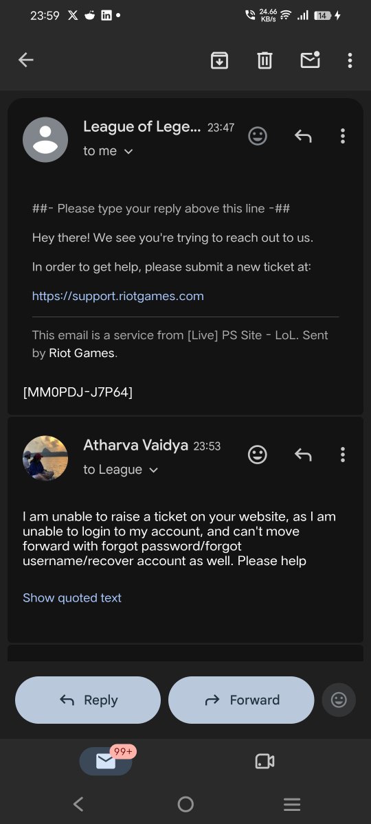 Shredder2711's tweet photo. Riot Support please help, unable to get help from your Website or your Mail. 

I am unable to recover my account, when trying to sign in with the username, it says password or username incorrect, when trying with E-MAIL I'd, it says, what you can see in the 1st photo. https://t.co/fMvpm11uiF