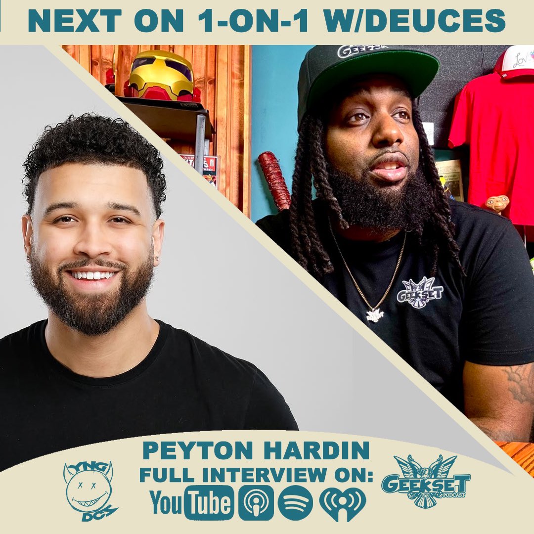 Young_Deuces's tweet photo. ‼️🦅NEXT UP ON 1-on-1’s w/Deuces🦅‼️

Time to cook!!! I got the hilarious @thepeytonhardin of the @YSKPod pulling up on the podcast! Excited about this one 

Join my @patreon for fan questions

Tap in so you don’t miss it - https://t.co/pw6OcARDo9

#Geekset #1on1swDeuces #PeytonHardin #YouShouldKnowPodcast