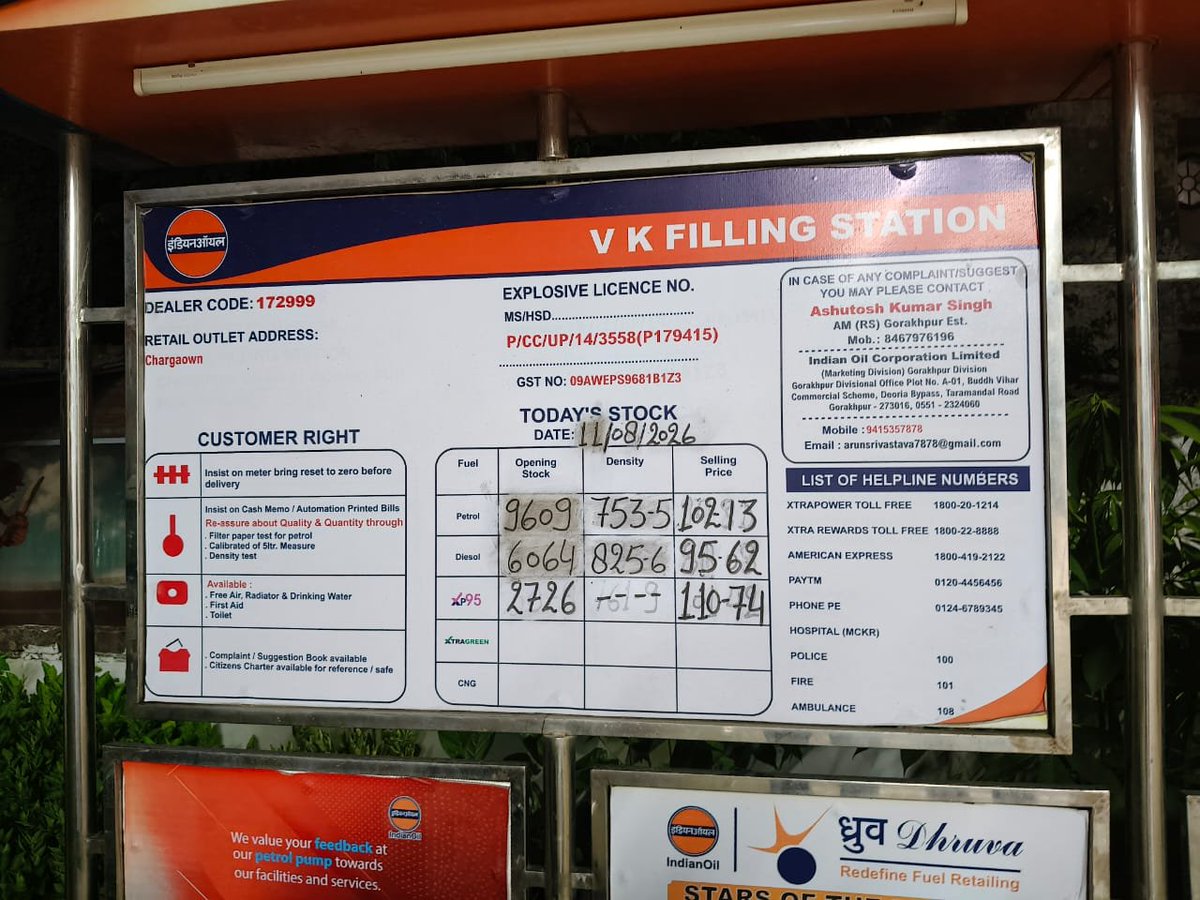vinaysahani1990's tweet photo. @Dm_Gorakhpur
@IndianOilcl
@uppolice
@gorakhpurpolice 

गोरखपुर खजांची चौराहे के पास स्थित VK फिलिंग स्टेशन पर एक ग्राहक द्वारा भारत सरकार द्वारा जारी 500 रूपये के नोट पर थोड़ा सा दाग होने के कारण उक्त पेट्रोल पंप के कर्मी द्वारा लेने से मना कर दिया गया । https://t.co/iJIWsXvNJn