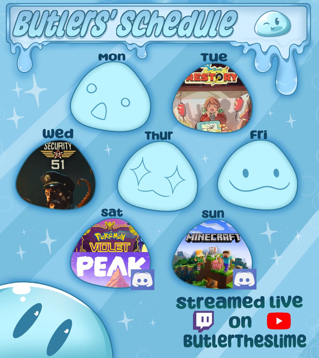 Butler063's tweet photo. Slime Schedule! https://t.co/Jw8gw1TXdq