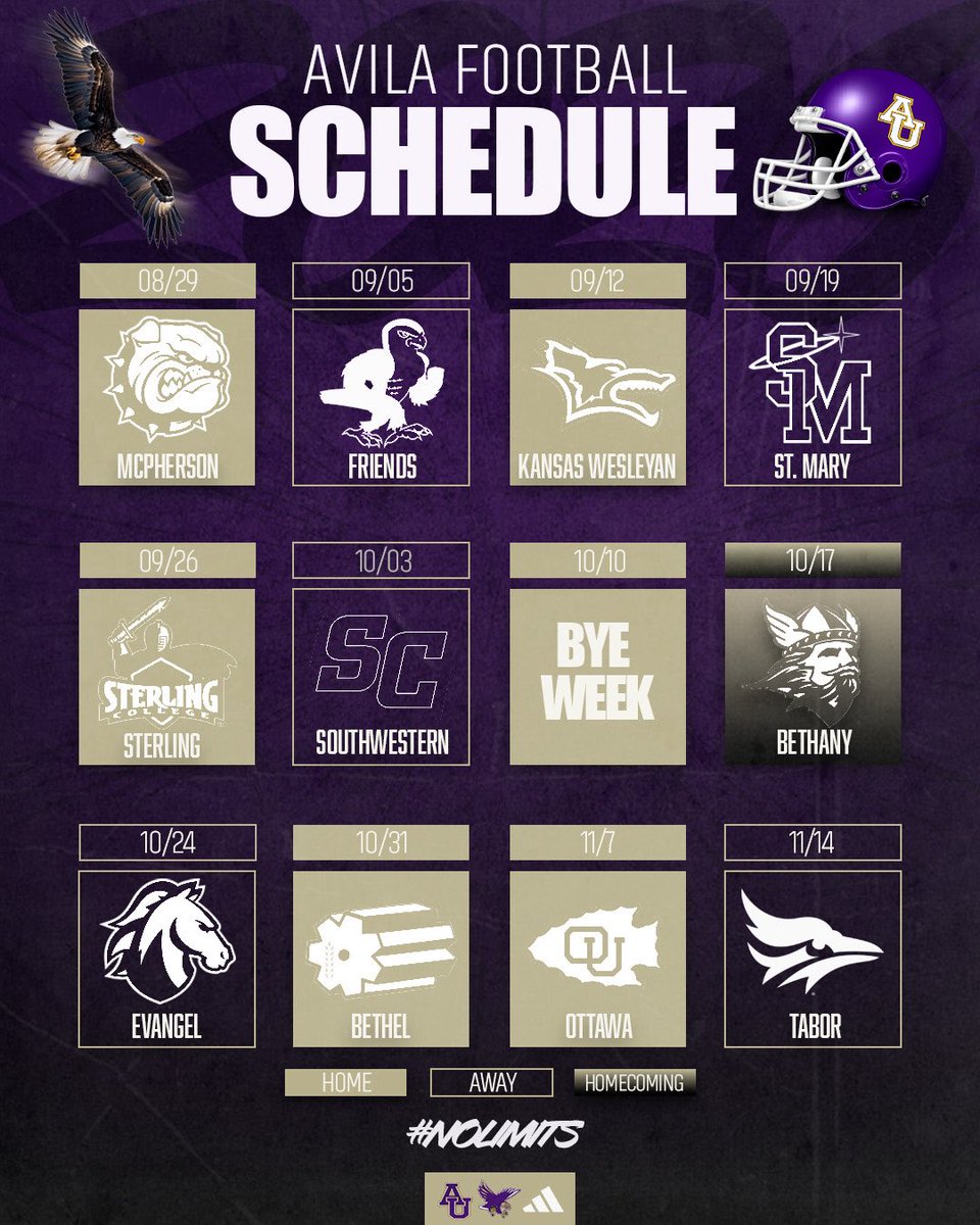 Avila_football's tweet photo. The 2🟣26 schedule is here!
#NoLimits https://t.co/lLdNP7kPUs