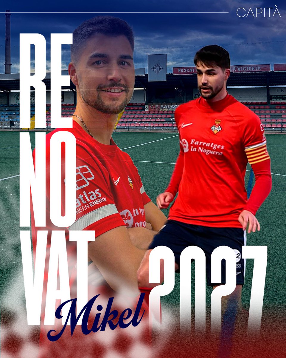 Balaguer_CF's tweet photo. 🔴🔵 RENOVACIÓ | MIKEL DEL ÁGUILA

Seguim construint la plantilla i ho fem assegurant la continuïtat d’un dels nostres capitans. Mikel del Águila (@mikeldelaguila22 ) renova una temporada més amb el CF Balaguer! 💪

Un dels jugadors que més temporades acumula al primer equip. https://t.co/UTAnaiem1B