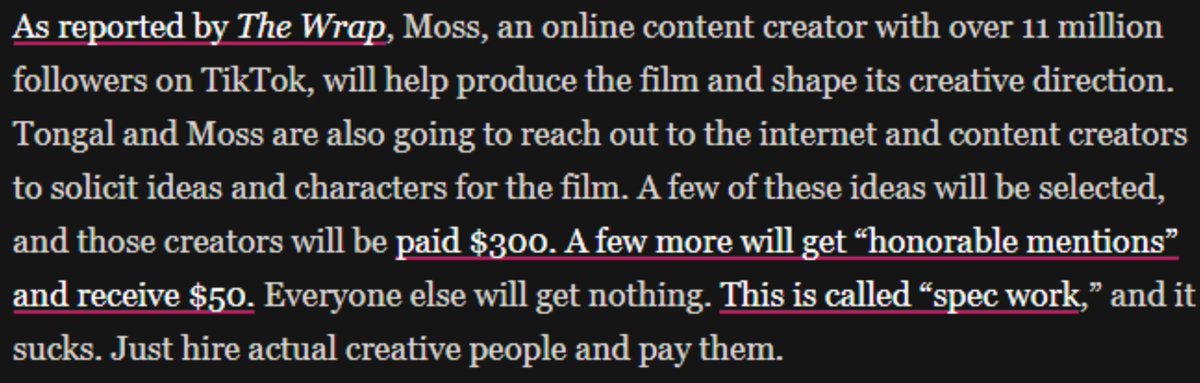 Thafnine's tweet photo. can i just add that the jeff the killer 'producers' are going to be selecting SOME ideas and paying them just $300, maybe some honorable mentions get $50, but everyone else gets nothing

this has RED FLAG WRITTEN ALL OVER, WHAT ARE WE DOING?? https://t.co/HLQ4CwIjaK
