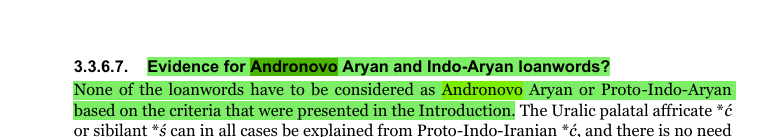 Maximus_ji's tweet photo. Latest papers from University of Helsinki scholars and others have already shown that majority of Indo-iranian loans in Uralic are late Proto-iranic words.

they have also said only Indo-Iranian loans are in Uralic and not vice versa.  So Indo-Iranian came from other place to Uralic region
There is no evidence Andronovo related "aryan" words despite its interaction with Uralic region 
scholars input that uralic argument can't be used for supporting steppe
https://t.co/C9KgtIvCu0