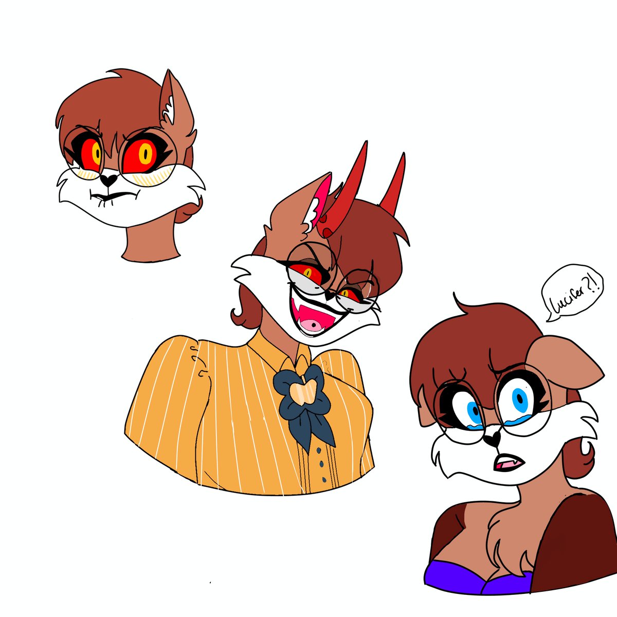 Charbear17463's tweet photo. An expression sheet I'm working on, because I really need more practice with it. I might add a couple more. 
#hazbinfanart #OC #digitalartㅤㅤㅤㅤ https://t.co/lgs6QFkVS9