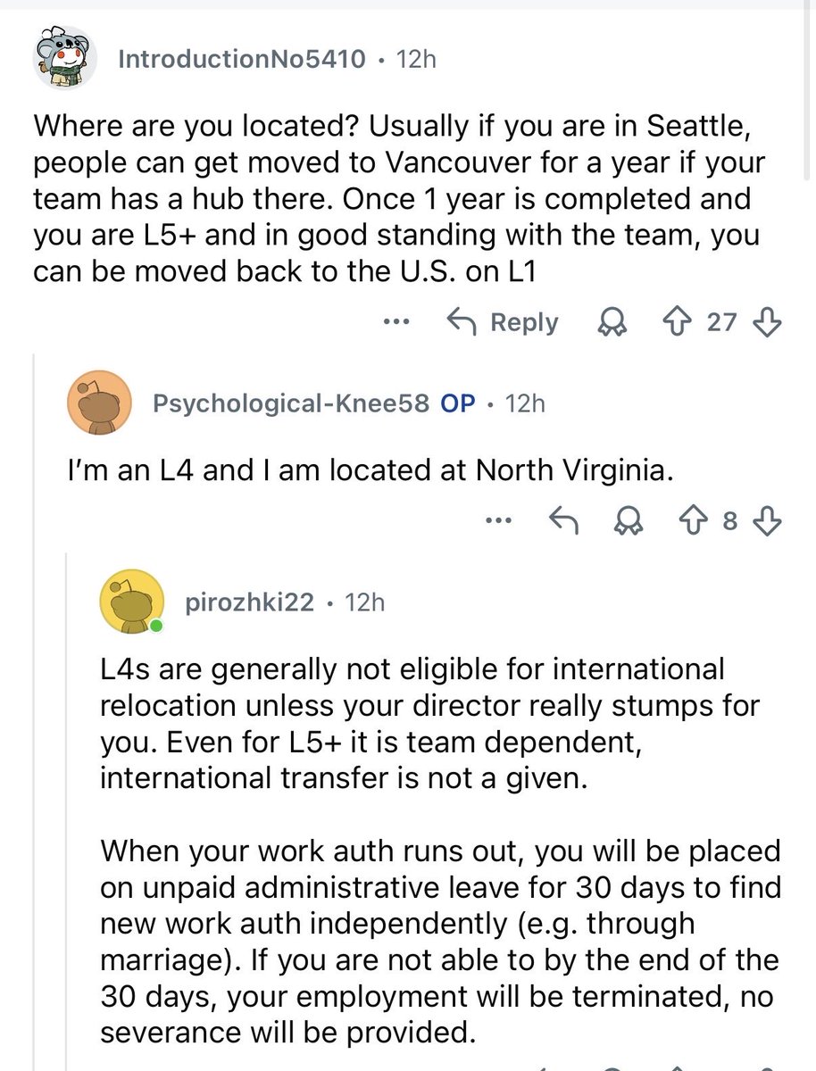 PlumbNick's tweet photo. Here’s how it works…

Apply for F-1, graduate and get hired by Amazon on OPT and hope you’re selected for H-1B. 

If you don’t win the lotto, they’ll “park” you in Canada, let you promote to a high enough level to re-enter as a L-1 and then try the H-1B loop again.

Remember, this is all for an entry level corporate role, not rocket science.

And if all this fails, they put him on administrative leave to give him time to find a new role/enroll in a Day1 CPT program.

It’s all so broken. Hit pause, let the visas expire, don’t issue new ones and let’s level-set for the future. If we don’t; American companies will soon optimize all Americans out for a more complacent workforce.