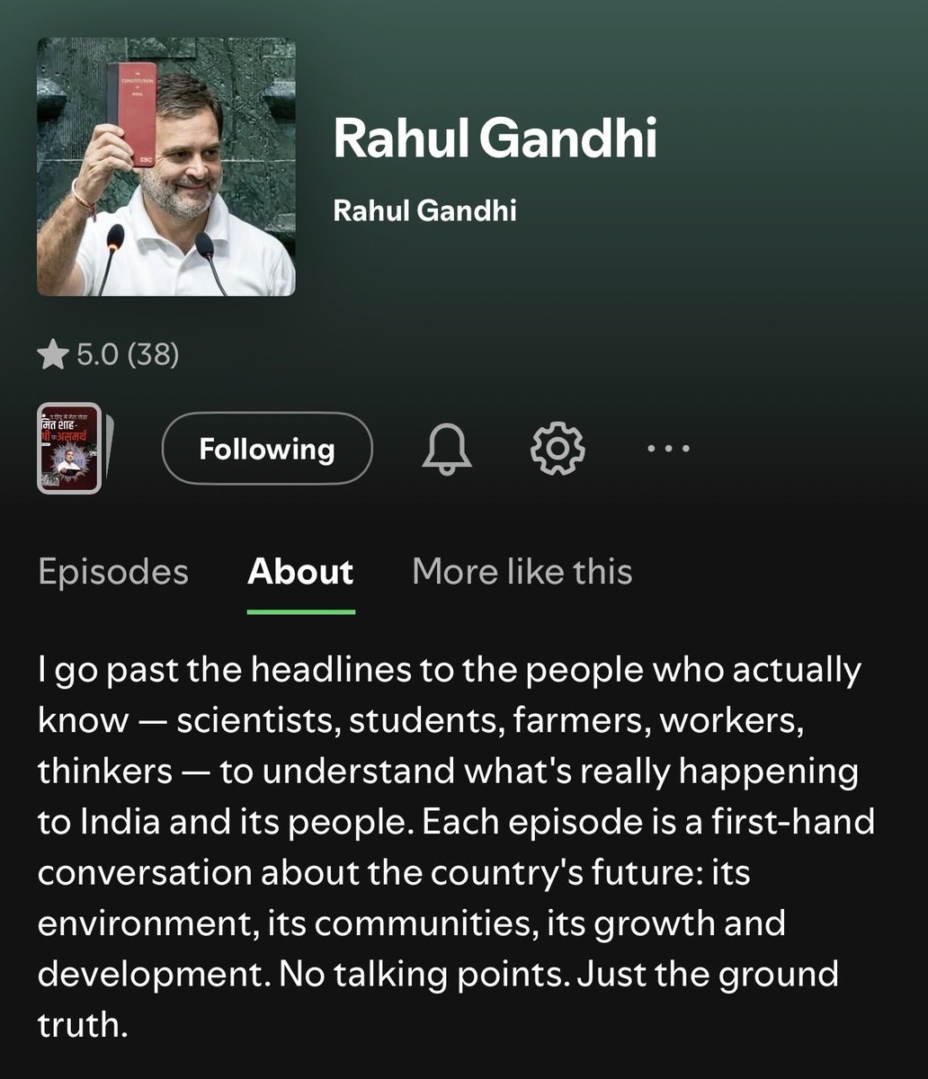 Witty_Ayush's tweet photo. Rahul Gandhi joins Spotify. He is taking on the fascists on every youth platform now 🔥🔥 https://t.co/ouLoAqnYSr