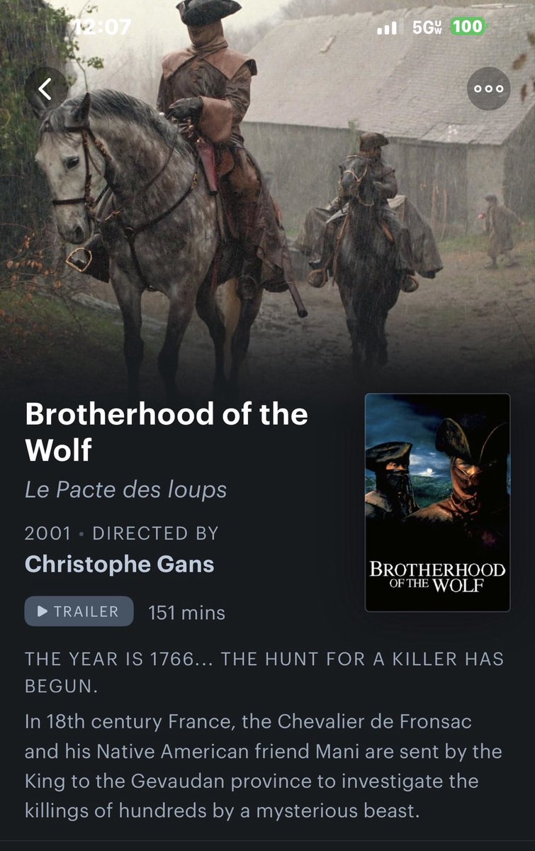 JackWingfield6's tweet photo. @TV_Fanatic_Girl Best French period piece gothic horror creature feature martial arts conspiracy mystery thriller of all time. https://t.co/nrpEK2AJPe
