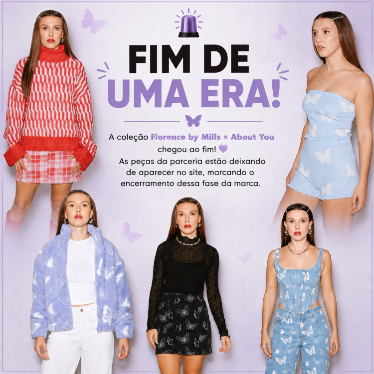 portalmbb_'s tweet photo. A coleção da Florence by Mills X About You chegou ao fim! 🥹💜

As peças da parceria estão deixando de aparecer no site, marcando o encerramento da parceria.

#MillieBobbyBrown #FlorencebyMills #AboutYou https://t.co/bqkcWL6zSy