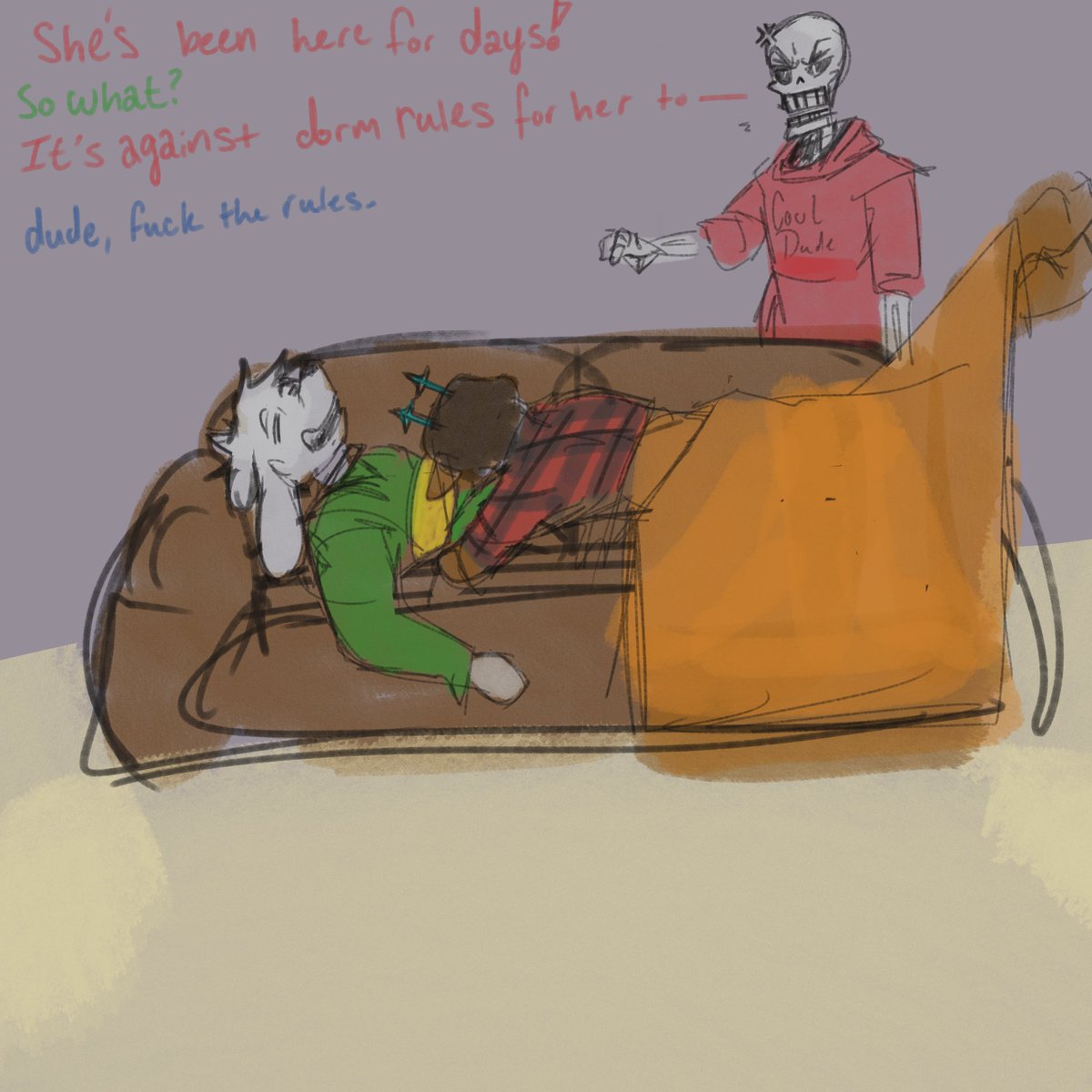 flushedBucket's tweet photo. I thought it would be funny if he was just at college #deltarunefanart https://t.co/jkrq8aAJhq
