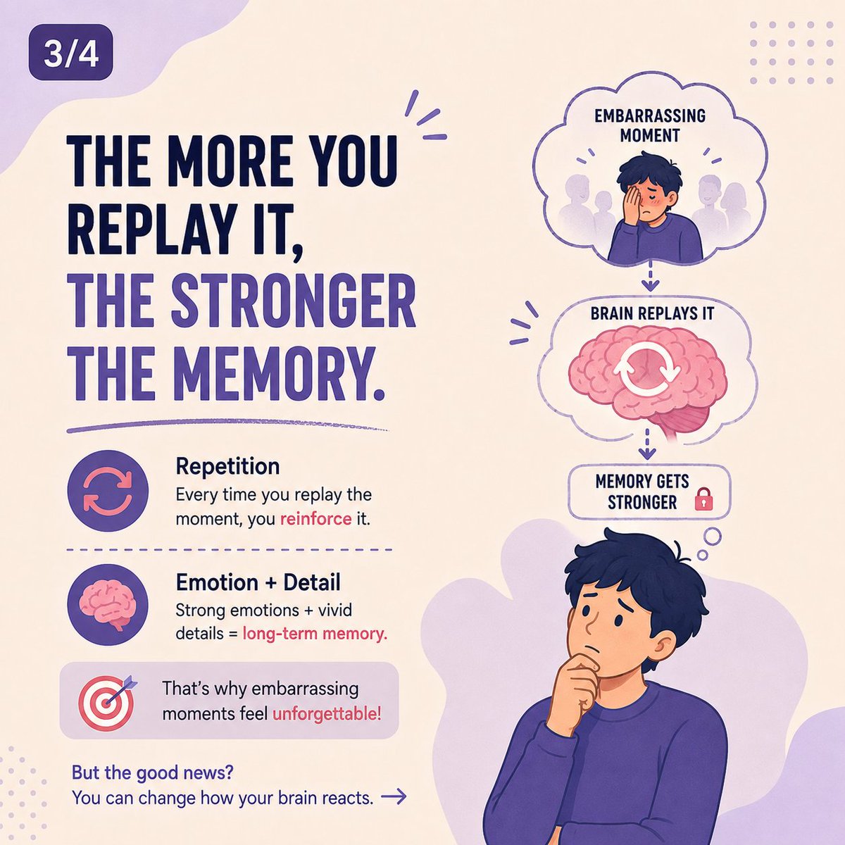 MohanRaaju99's tweet photo. That embarrassing moment from 5 years ago… Why is your brain STILL replaying it?

Here’s what’s happening inside your brain — and how to stop giving the memory so much power.
@CSEPlanB @IndiaFutureAI

#Psychology #BrainScience #Mindset #SelfGrowth #MentalWellbeing https://t.co/O5U5Immqu0