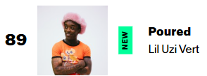 ItzBasin's tweet photo. "Poured' by Lil Uzi Vert has charted at #89 on the Billboard Hot 100 🔥 https://t.co/27AikHrmPT