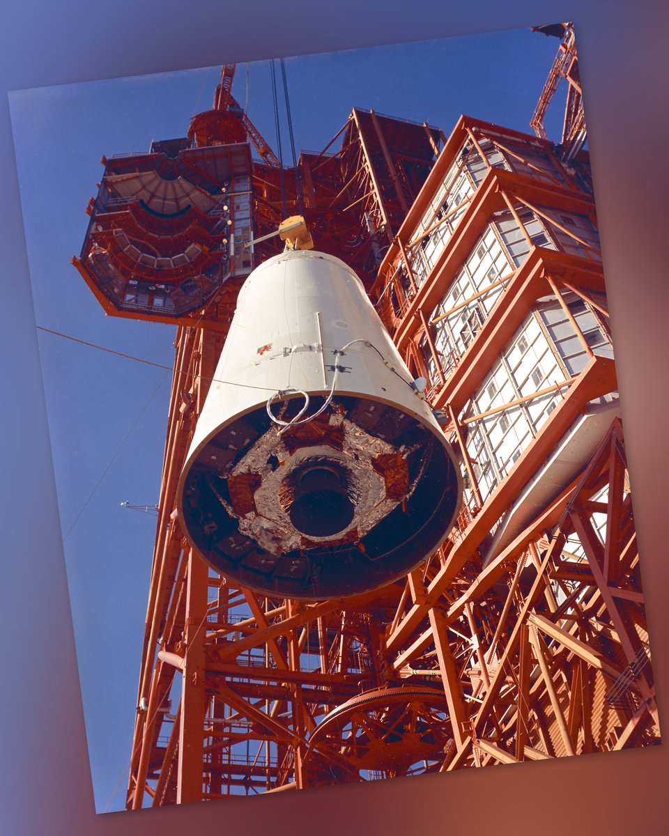 Boneyardsafari's tweet photo. A look back at 204lm-1 S-IB hoisting and mating of saturn lem adapter/lunar module 1 with booster at Pad 37. #saturnv  #apollo #nasa #boneyardsafari #aviationsafari https://t.co/02b8zeZnUc