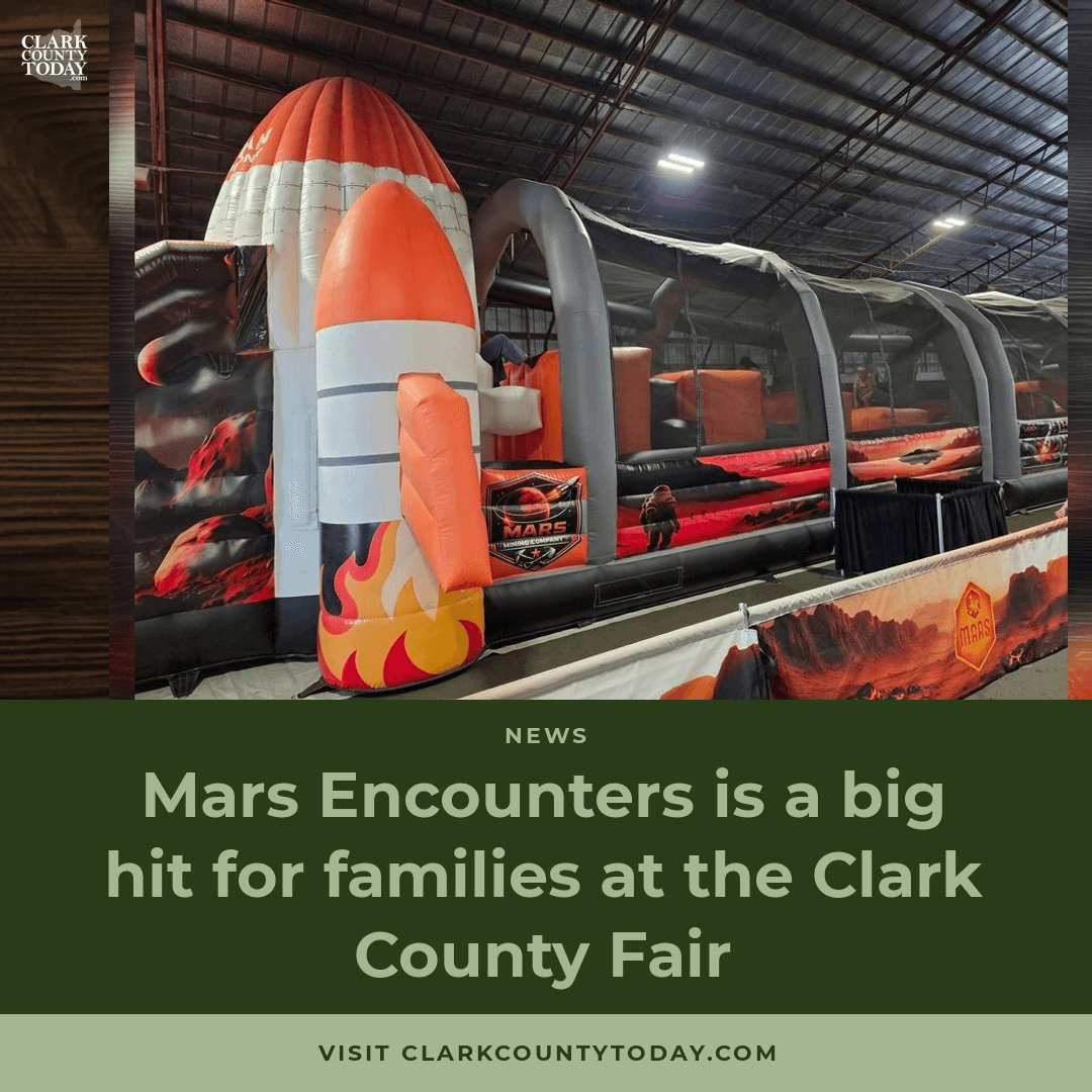 NewsFromCCT's tweet photo. Mars Encounters drew big lines within minutes of opening at the Clark County Fair. Kids mine fictional ore, ride four-wheelers, and attend live colonizer orientations, free with fair admission. https://t.co/AMa6QTsuN5 #ClarkCountyFair #MarsEncounters

📷 Photo by Paul Valencia https://t.co/6M9CCEsMYE
