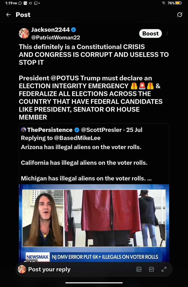 PatriotWoman22's tweet photo. @EricLDaugh I have been begging president Trump to declare a NATIONAL ELECTION INTEGRITY EMERGENCY 🦺🚨🦺🚨🦺 for months

@POTUS @realDonaldTrump it's time https://t.co/vsUDw8quAW