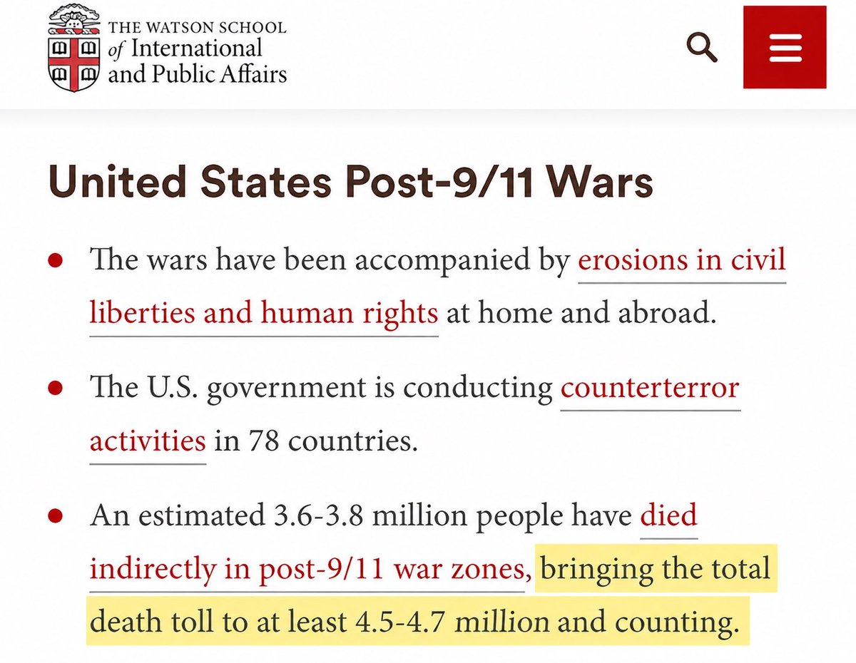 Rakeshhkumaar's tweet photo. Brown University, one of America’s prestigious Ivy League research universities: The US Killed 4.5–4.7 Million People Since 2001. https://t.co/LekJqcfX8m