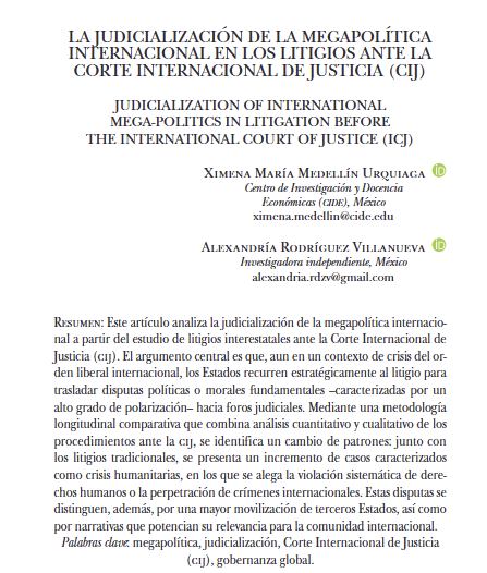 XMedellin's tweet photo. ¡¡Muy contenta por esta nueva publicación!!

"La judicialización de la megapolítica internacional en los litigios ante la Corte Internacional de Justicia" en @Foro_Int. En coautoría con Alexandría Rodríguez. 

Acceso al artículo completo 👉 https://t.co/5us2jfOKOa https://t.co/zww6f5YXuj