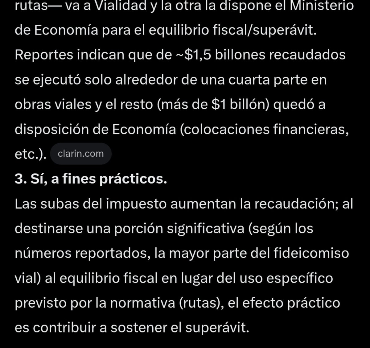 augustogrinner's tweet photo. Hasta Grok se da cuenta: MILEI AUMENTÓ VARIAS VECES UN IMPUESTO (no se cortó ningún brazo) para poder decir que mantiene el SUPERÁVIT. 🙄

Mantiene el superávit malversando fondos y aumentando impuestos. Re liberal. https://t.co/2UAGQOXA7C