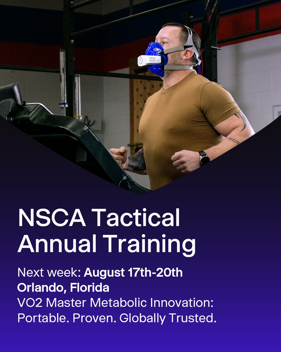 vo2master's tweet photo. We're heading to the NSCA Tactical Annual Training Conference August 17th-20th in Orlando!

📍 See you at NSCA Tactical booth 318! https://t.co/Sgg4p4bI8R