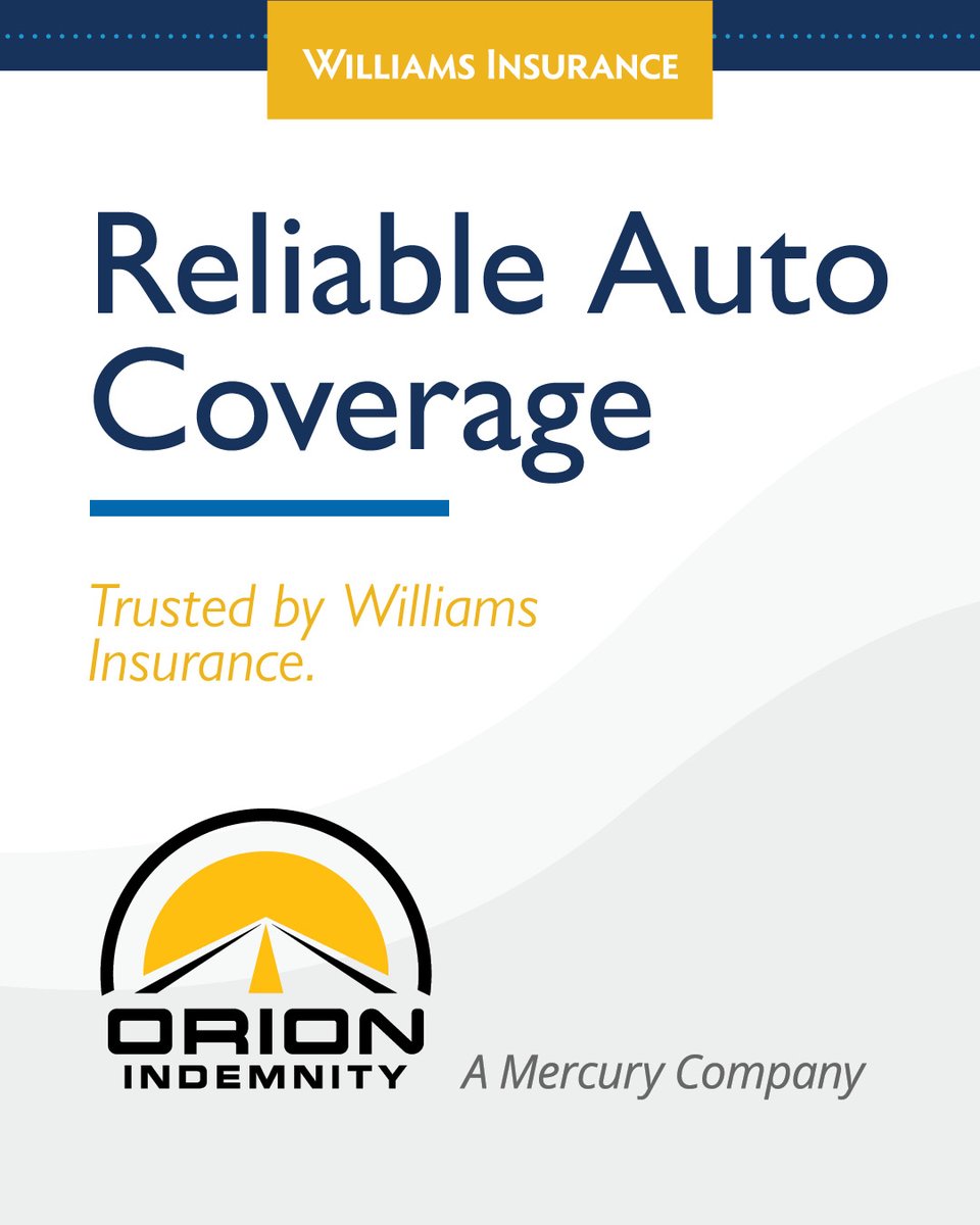 Williams_Ins's tweet photo. Orion Insurance is one of our trusted Auto coverage partners. 

Our independent agency model means more options and more flexibility for you, especially during back to school season when new drivers and updated vehicle situations are top of mind. https://t.co/GeI9ZroeFE