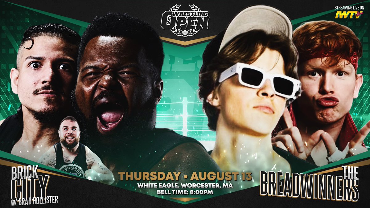 WrestlingOpen's tweet photo. BREAKING: @Brick_City_BC makes their long awaited in-ring return against @Youngswagatron1 &amp; @PatrickWheatman.

Thursday.

Worcester.

Link in Bio for 🎟️
or $10 at the door https://t.co/9NB1IJC3Qs