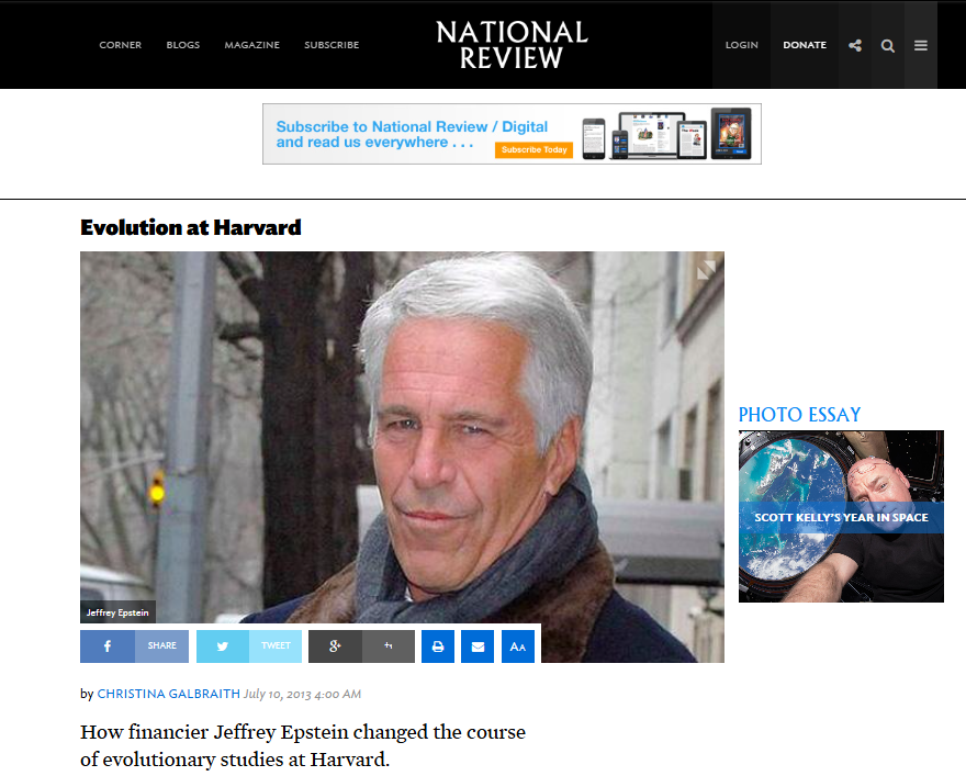 TheMuslimRTBN's tweet photo. @GOP__Ls Let's not forget the National Review, a prominent conservative news website in America, ran a positive story on Jeffrey Epstein five years after his 2008 convictions.

The internet never forgets. https://t.co/QOUm0UhfsA
