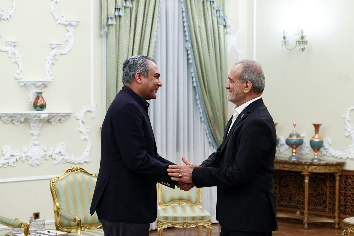 PressTV's tweet photo. Iran’s President Masoud Pezeshkian met and held talks with Pakistan’s Interior Minister Syed Mohsin Naqvi.

Follow: https://t.co/boCY50qfi9 https://t.co/CgDZB7ruL3