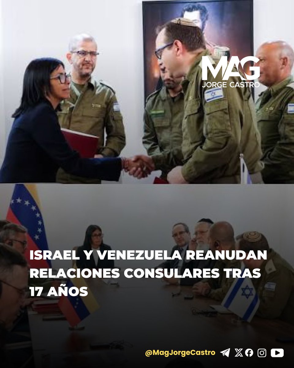MagJorgeCastro's tweet photo. ⚠️⚠️Israel y Venezuela reanudan relaciones consulares después de 17 años.

Ambos países acordaron establecer un mecanismo oficial para atender a sus ciudadanos y continuar la cooperación iniciada tras los terremotos de junio.

Las relaciones diplomáticas fueron rotas en 2009 bajo el Gobierno de Hugo Chávez… como cambian los tiempos.
