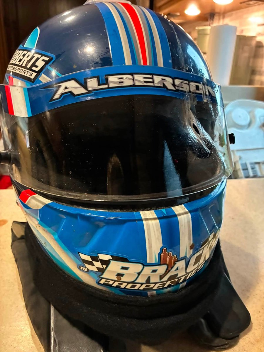 JFTrentRacing's tweet photo. Garrett Alberson and team share new details about what ended his North/South 100.

Garrett also told me: "Whatever it was didn't quite make it through the shield but impacted hard enough to essentially smash the shell/shield into my face/eye. So it was heavy whatever it was." https://t.co/gIV9KiPK1n