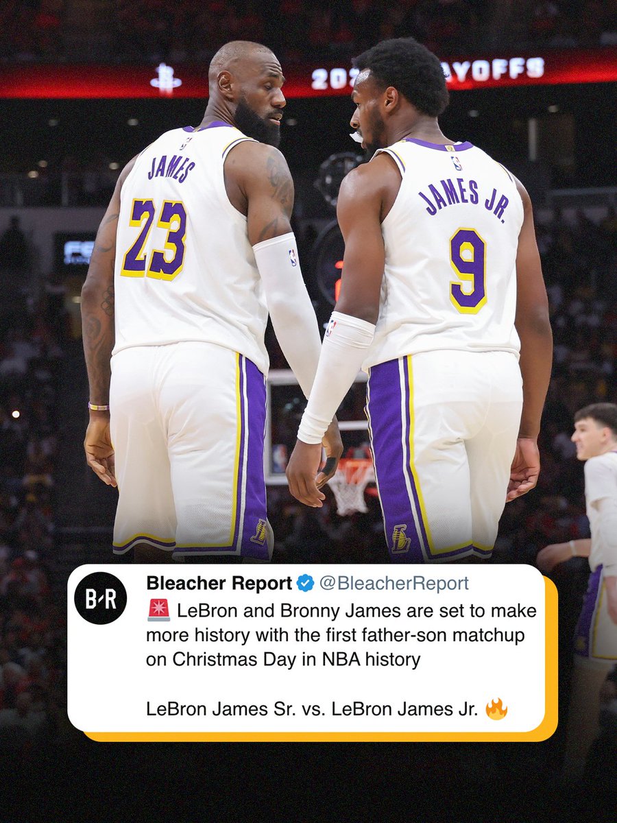 WilliamHillUS's tweet photo. CHRISTMAS DAY FATHER-SON MATCH UP! 🎉 LeBron James and Bronny are going to set history by playing against each other 🫪

#NBA https://t.co/ioyFiNgD7a