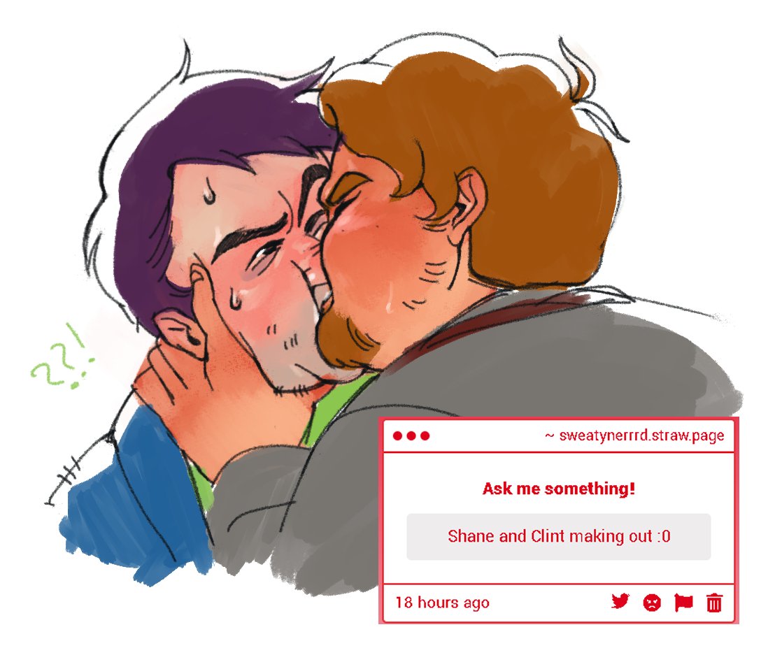 sweatynerrrd's tweet photo. BLEEH
I hc that Clint is very envious of Shane about his social skills, he recognises that they are quite the same but Shane is obviously better because he can put words into decent sentences. So it's toxic yoai!!!! https://t.co/tyaLxxPPIs