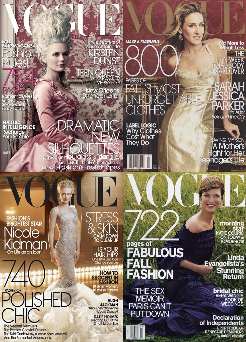 mihailo____'s tweet photo. The Vogue September issues I grew up with vs. the ones you’re growing up with https://t.co/cxC1AGBwTt