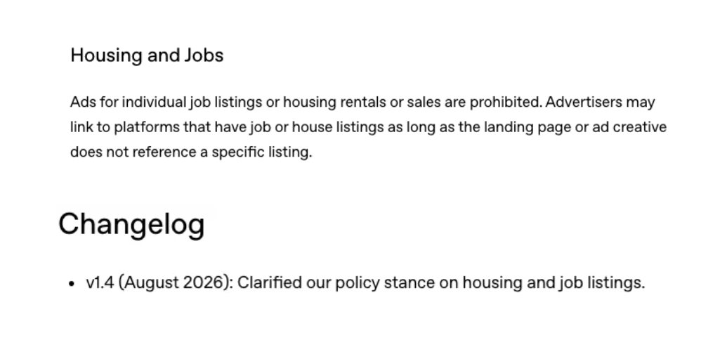 AnthonyHigman's tweet photo. ChatGPT Ads JUST Clarified Their Policy Stance On Housing And Job Ads. 

The Stance Is That These Ads Are Not Allowed But That They Are Allowed LOL. 

Seems Very Un-Clarified BWHAHAHA. Thanks OpenAi!!!! Nice Work! Especially Everyone On The Floor! LOL https://t.co/YENBtrXFVO