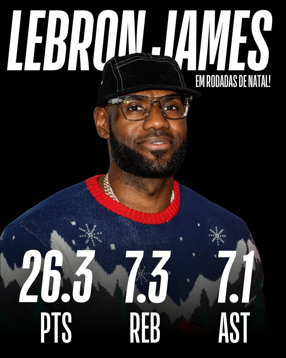 NBABrasil's tweet photo. LEBRON VAI JOGAR DE NOVO NO NATAL! ⛄🎅 Já são 20 jogos e suas médias são surreais! 🔥👀
#NBAStats https://t.co/3UL40xGApa