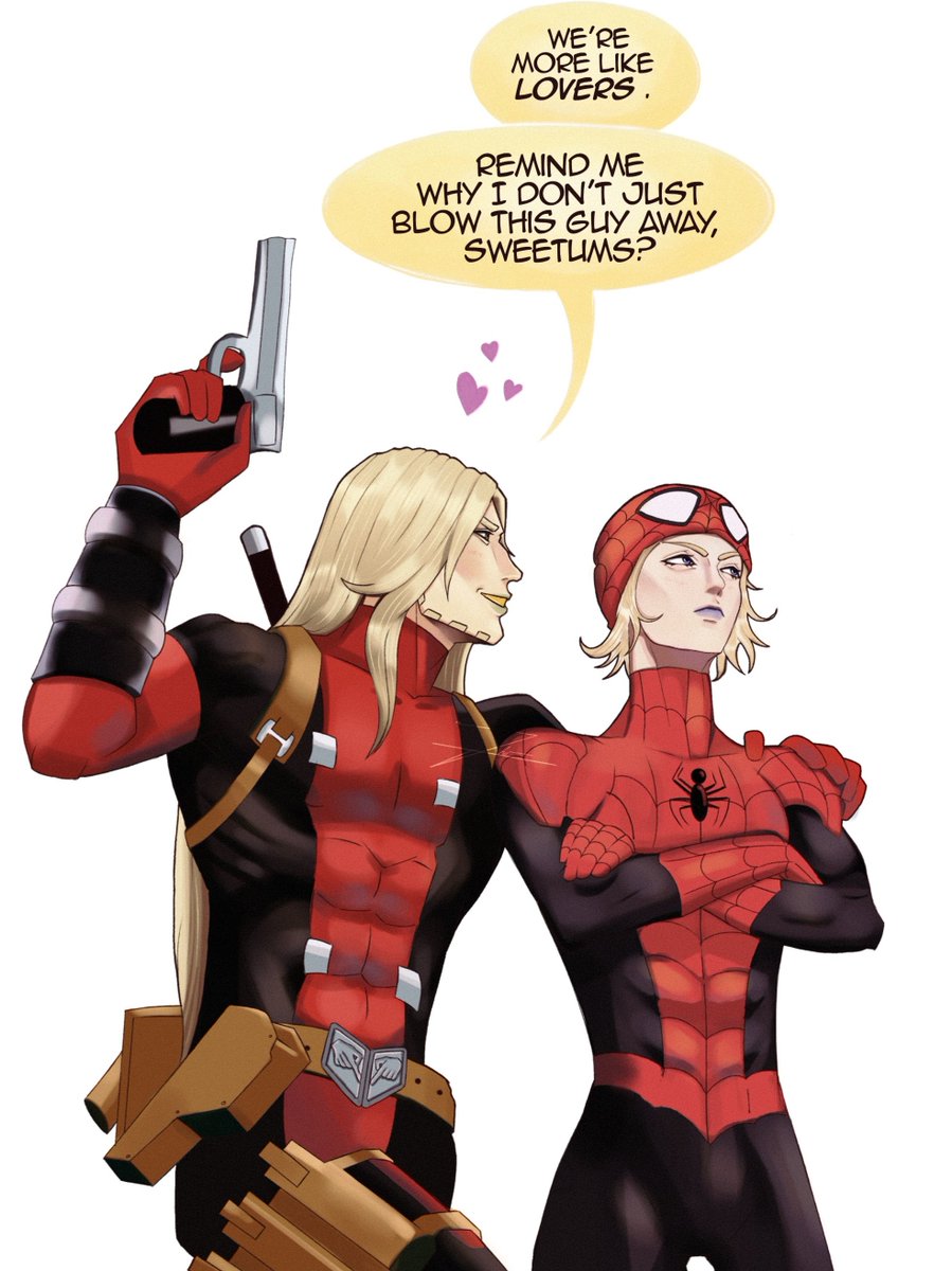 defrogie's tweet photo. Gyjo as spideypool :>
#JJBA #SBR #Gyjo #Spideypool https://t.co/OChprJYYck